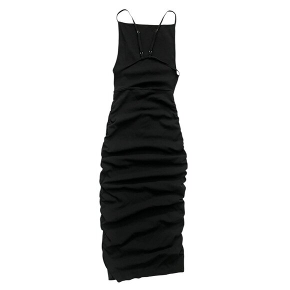 WeWoreWhat Ruched High Neck Midi Dress Black Size XS Minimalist Baddie‎ - Picture 2 of 11